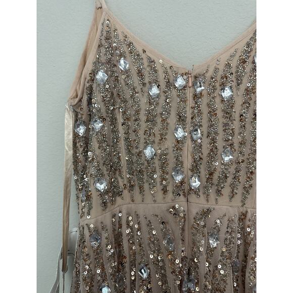 New Mac Duggal Pink Sequined Spaghetti V-Neck Tulle Dress 93566 Size 8 - Picture 15 of 15